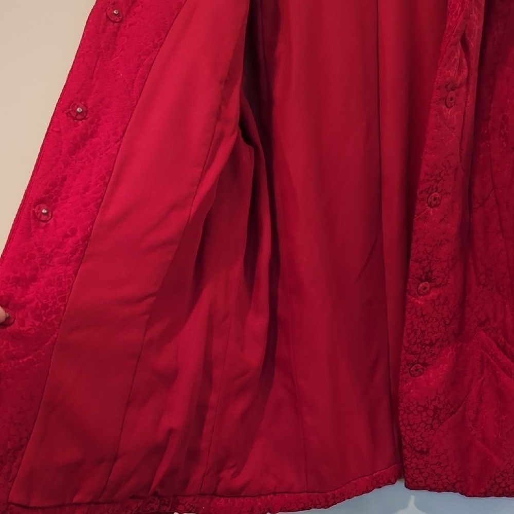 Silk‎ Quilted Jacket Red size Medium Pockets image 5